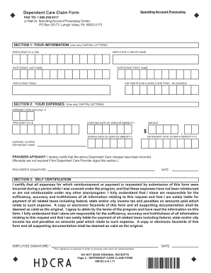 Dependent Care Claim Form
