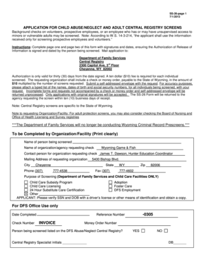 Wyoming Child Abuse/Neglect and Adult Central Registry Screen Application