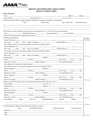 Arizona MultiHousing Association Rental Application