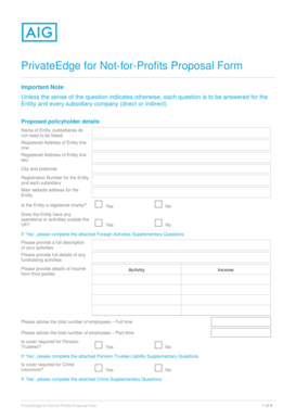 PrivateEdge Not-for-Profits Proposal Form
