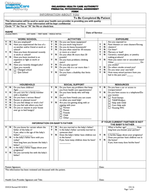Oklahoma Prenatal Psychosocial Assessment Form