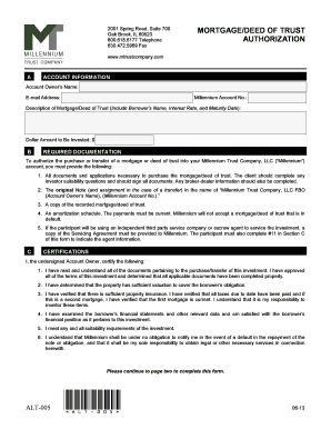Mortgage/Deed of Trust Authorization Form