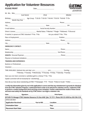Volunteer Application Form