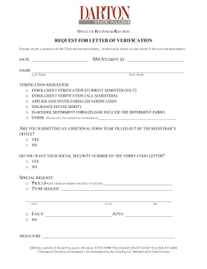 Request for Letter of Verification