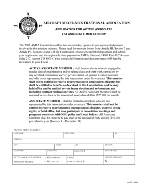 Aircraft Mechanics Fraternal Association Membership Application