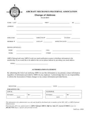 AMFA Change of Address Form