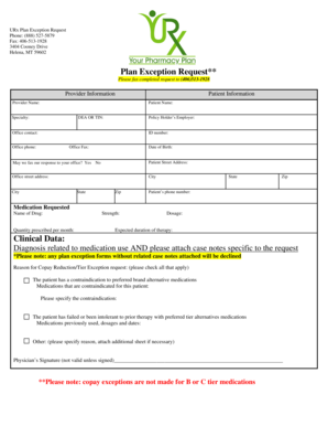 URx Plan Exception Request Form