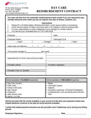 Day Care Reimbursement Contract