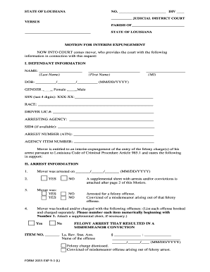 Louisiana Expungement Motion Form