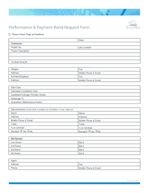 Performance and Payment Bond Request Form