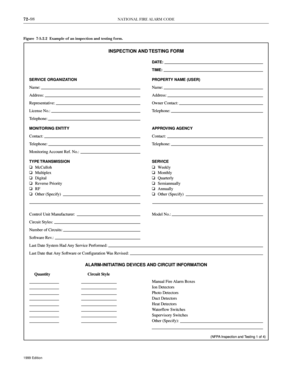 National Fire Alarm Code Inspection Form