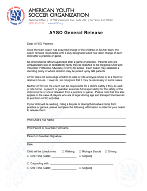 AYSO General Release Form