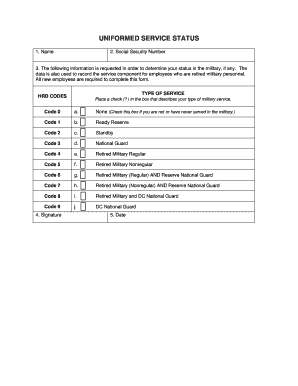 Uniformed Service Status Form