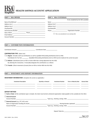 Health Savings Account Application Form 5305-C