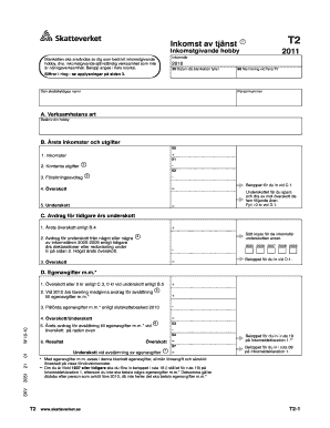 Swedish Hobby Income Tax Form T2