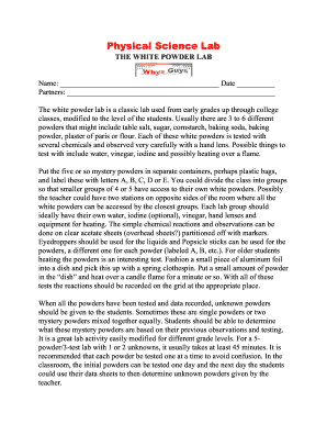 White Powder Lab Worksheet