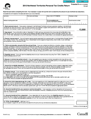 Northwest Territories Personal Tax Credits Return