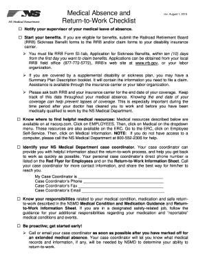 NS Medical Absence and Return-to-Work Checklist