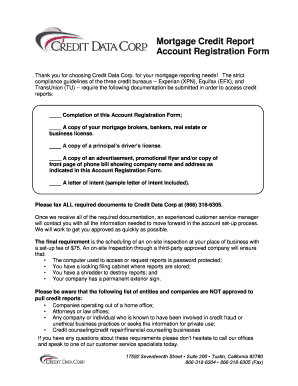 Mortgage Credit Report Account Registration Form