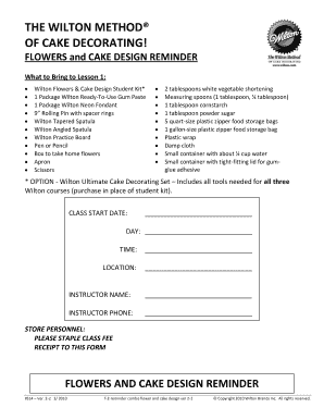 Wilton Cake Decorating Class Reminder