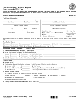 Tennessee 457(b) Plan Distribution Request