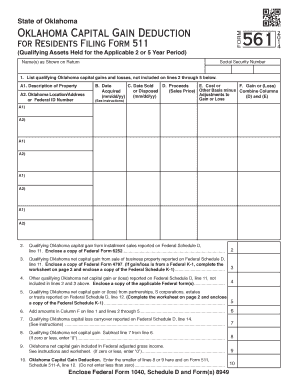 Oklahoma Capital Gain Deduction Form 561