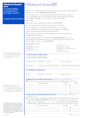 Oklahoma 529 Plan Withdrawal Request Form