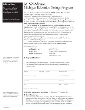 Michigan 529 Advisor Plan Rollover Form