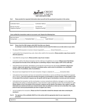 Debit Card Dispute Form