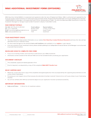 M&G Additional Investment Form