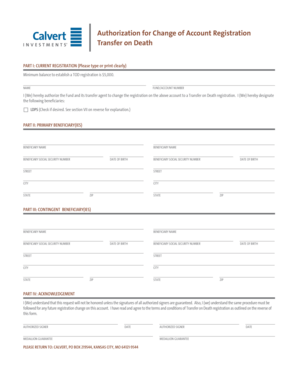 Transfer on Death Account Registration Form