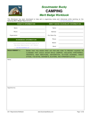 Camping Merit Badge Workbook