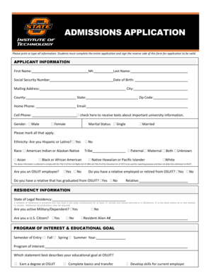 OSUIT Admissions Application