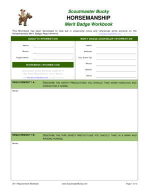 Horsemanship Merit Badge Workbook