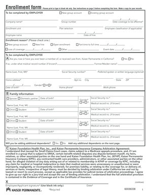 Kaiser Permanente Enrollment Form