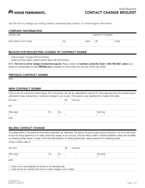 Small Business Contact Change Request Form