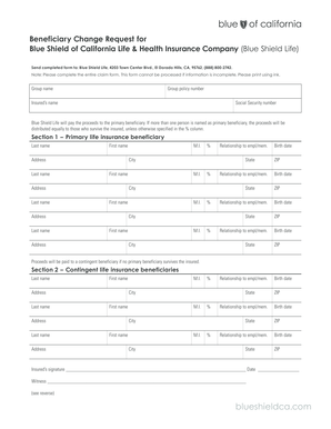 Beneficiary Change Request Form