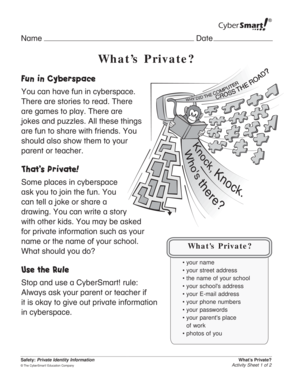 What's Private Activity Sheet