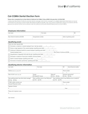 Cal-COBRA Dental Election Form