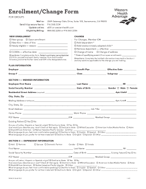 Western Health Advantage Enrollment/Change Form