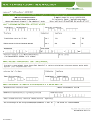 Health Savings Account Application