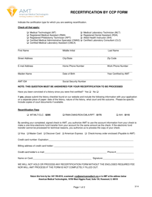 Recertification by CCP Form