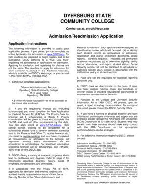 Dyersburg State Community College Admission Application