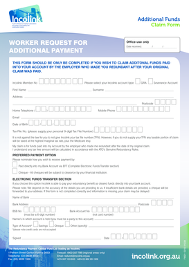 Incolink Additional Funds Claim Form