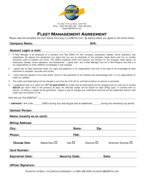Fleet Management Agreement