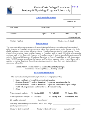 Operating budget example pdf - Anatomy & Physiology Program Scholarship - Contra Costa College - contracosta