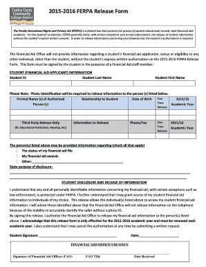 2015-2016 FERPA Financial Aid Release Form