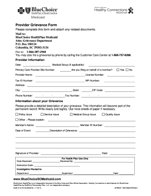 Provider Grievance Form