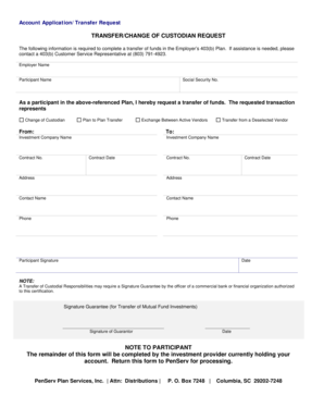 403(b) Plan Transfer Request Form