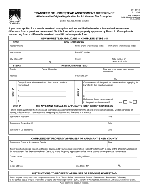 Florida Homestead Assessment Transfer Form